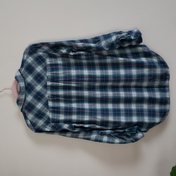 Pendleton flannel plaid teal purple button down shirt, women's size small - Picture 9 of 9